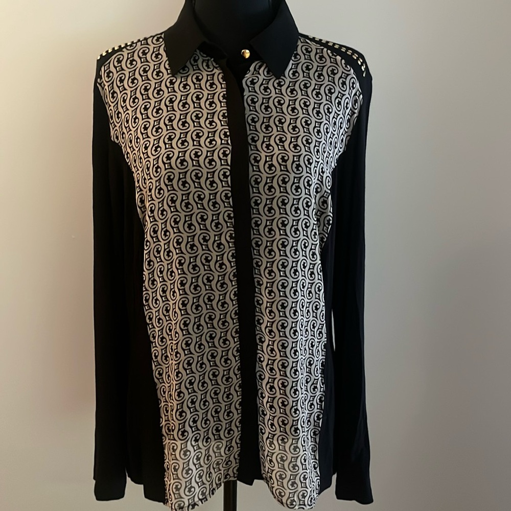 Linea Domani Black and tan blouse , size large